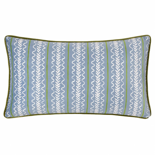 Striped Blue Cushions - Albera Stripe Piped Velvet Cushion Cover French Blue Wylder Nature