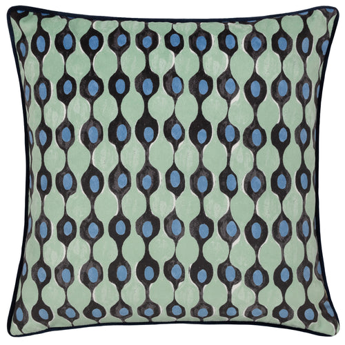 Abstract Blue Cushions - Alentejo Piped Velvet Cushion Cover Ocean furn.