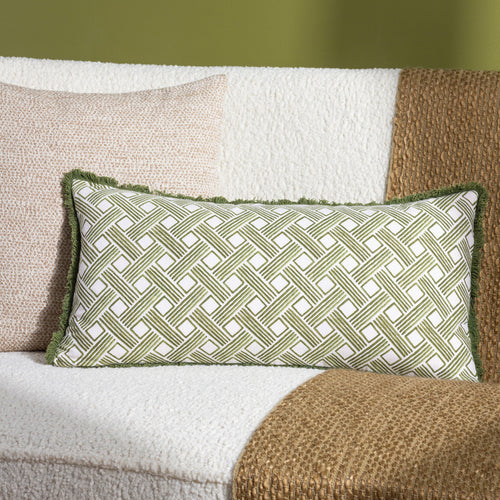 Geometric Green Cushions - Alexa Rectangular Cushion Cover Olive HÖEM