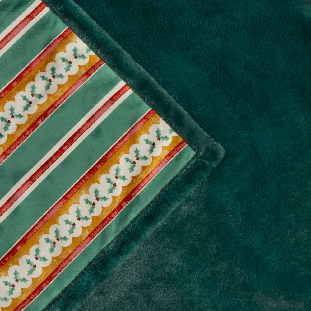 All Wrapped Up Velvet Faux Fur Throw Emerald/Red