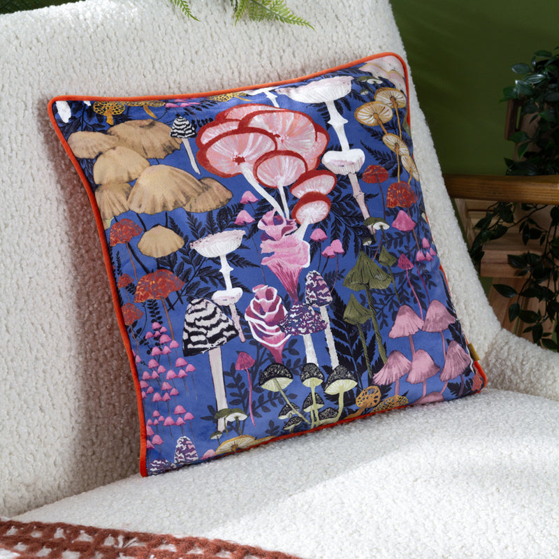furn. Amanita Mushroom Cushion Cover in Cobalt Blue