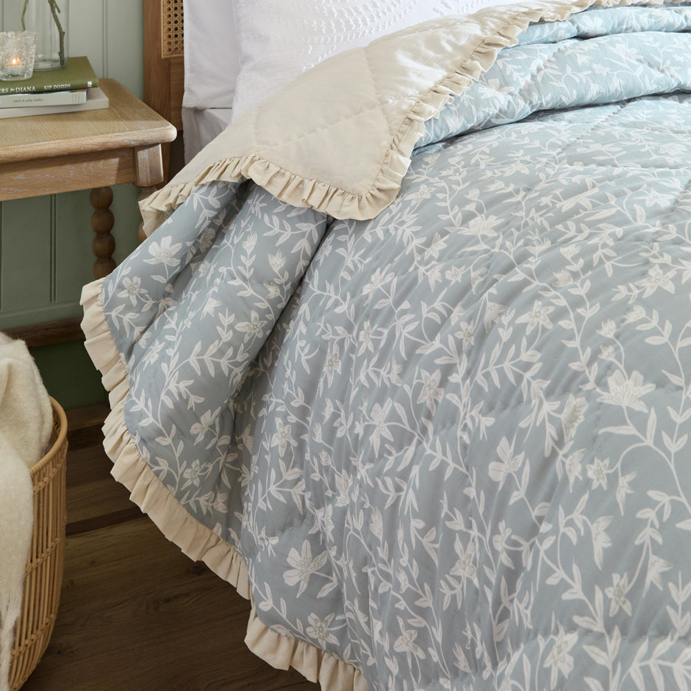 Amelia 100% Cotton Quilted Bedspread Seafoam