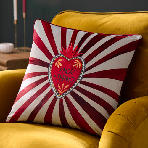 Abstract Red Cushions - Amor Eterno Velvet Piped Cushion Cover Red furn.