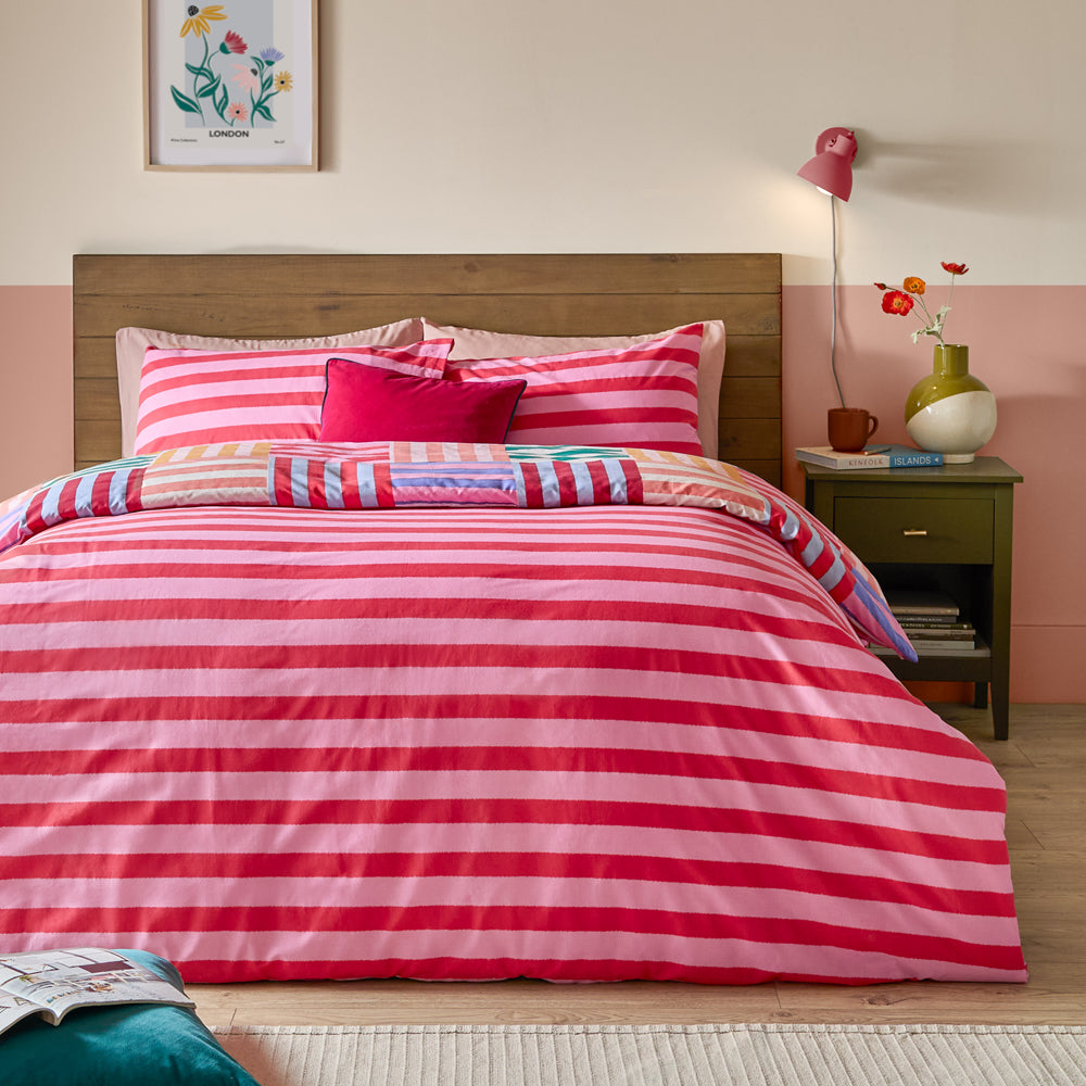 Ana Stripe Reversible Duvet Cover Set Multicolour