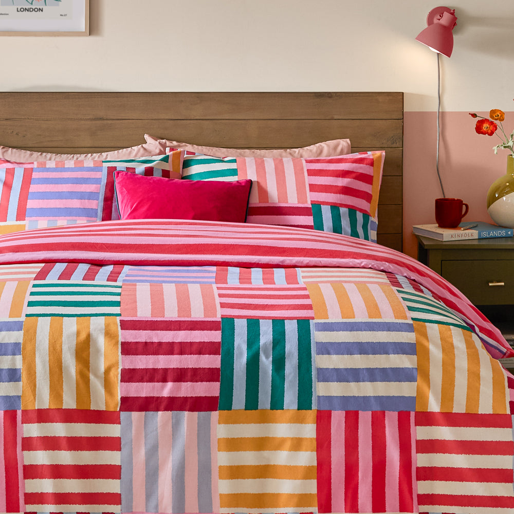 Ana Stripe Reversible Duvet Cover Set Multicolour