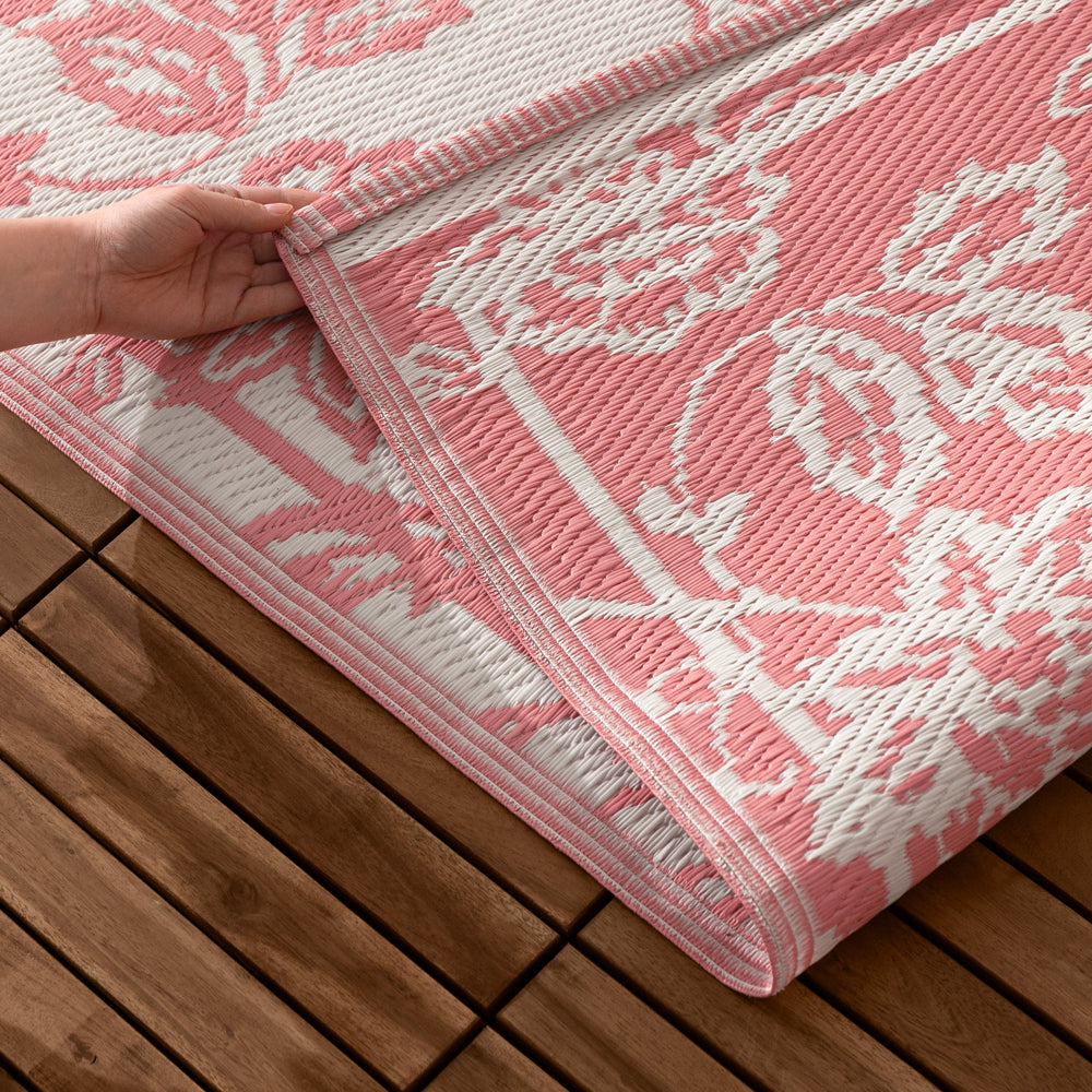 Anemone Woven Jacquard Rug Peach/Cream