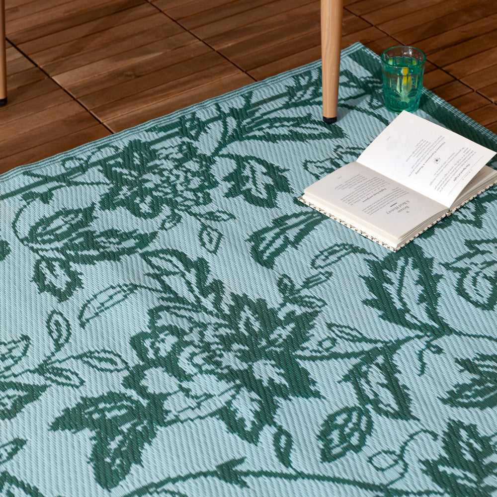 Anemone Woven Jacquard Rug Teal/Mineral