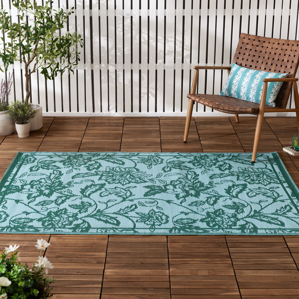 Anemone Woven Jacquard Rug Teal/Mineral