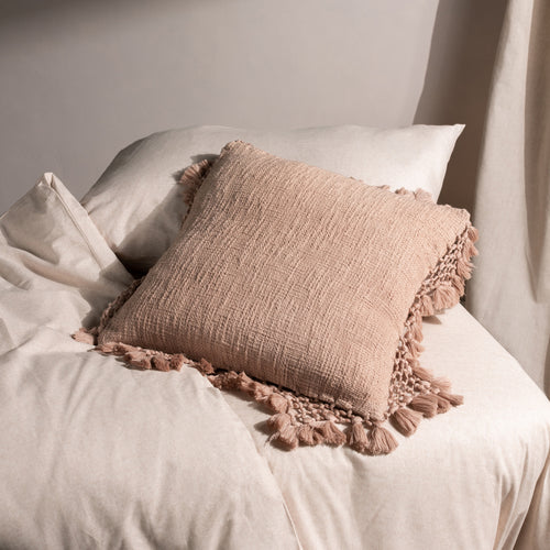 Plain Pink Cushions - Anko Macrame Tassel Trim Cushion Cover Blush Yard
