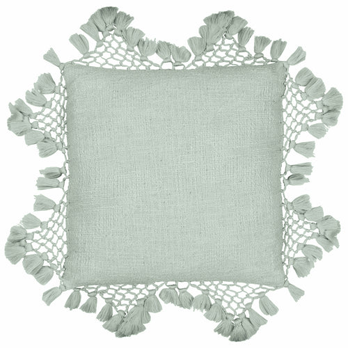 Plain Green Cushions - Anko Macrame Tassel Trim Cushion Cover Eucalyptus Yard