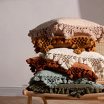 Yard Anko Macrame Tassel Trim Cushion Cover in Khaki
