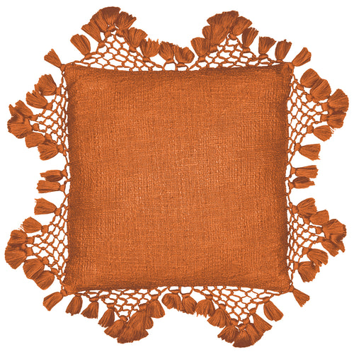 Plain Red Cushions - Anko Macrame Tassel Trim Cushion Cover Pecan Yard