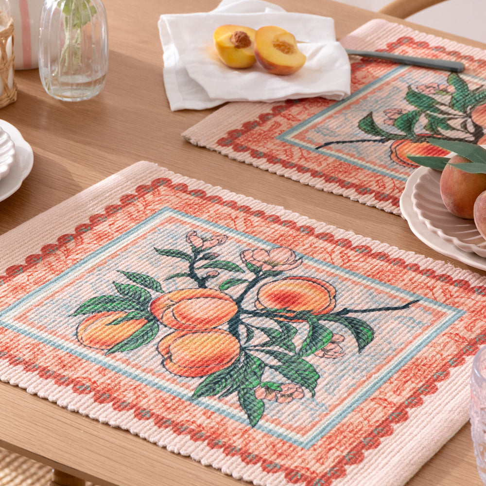 Anemone Orange Peaches Indoor/Outdoor Set of 4 Placemats