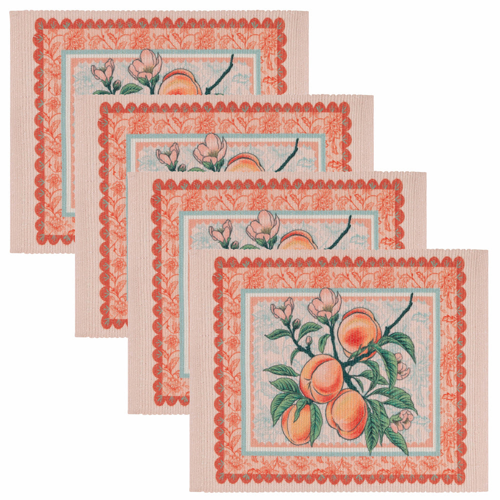 Anemone Peaches Indoor/Outdoor Set of 4 Placemats Multicolour