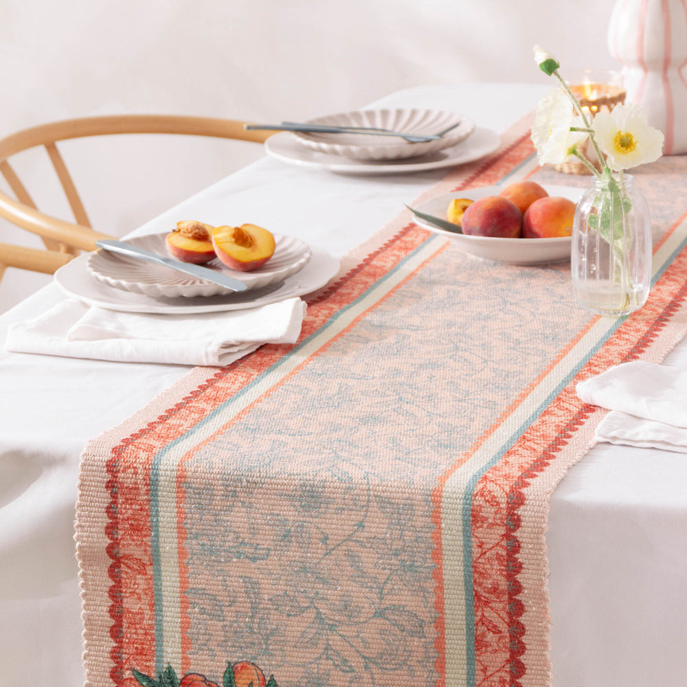 Anemone Peaches Orange Indoor/Outdoor Table Runner | Multicolour