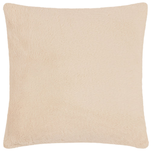 Autumn Pumpkins Embroidered Faux Fur Cushion Natural
