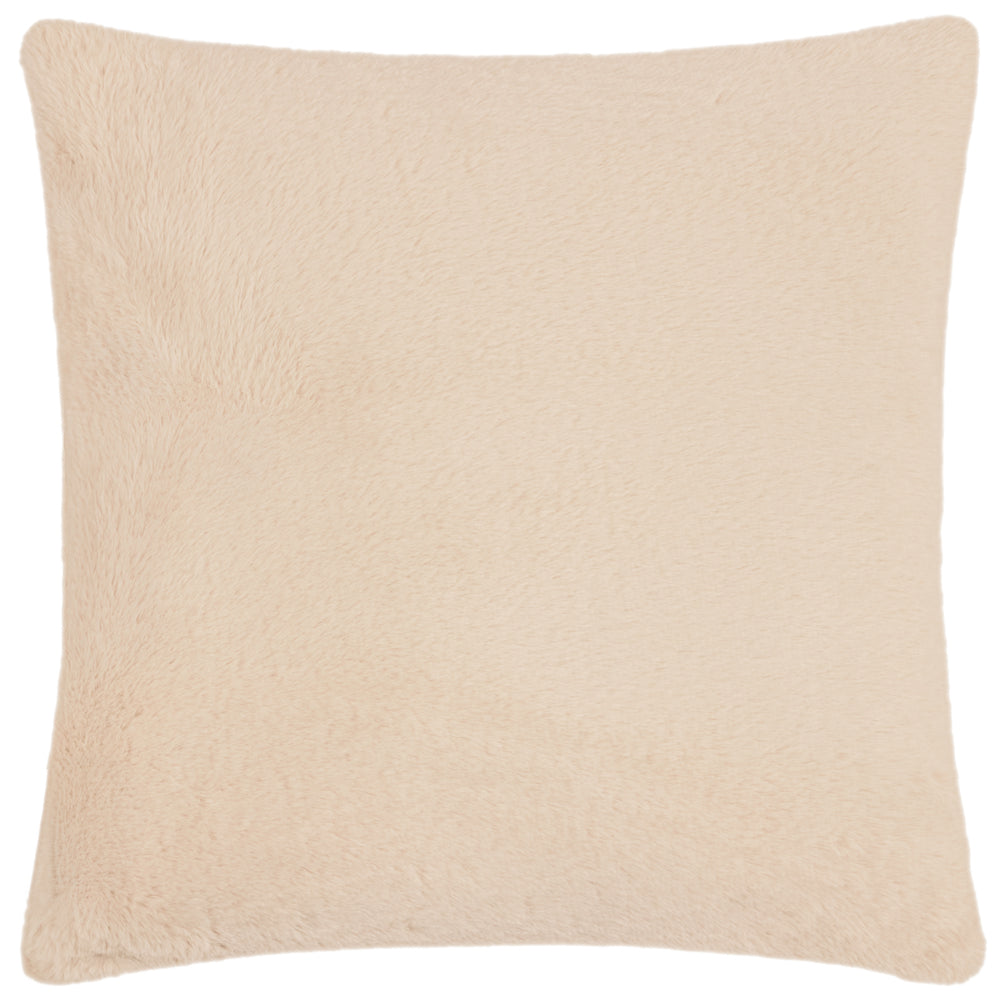 Autumn Pumpkins Embroidered Faux Fur Cushion Natural