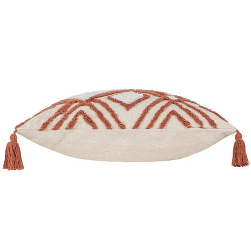Geometric Beige Cushions - Aquene Tufted Tasselled Cushion Cover Natural/Brick furn.