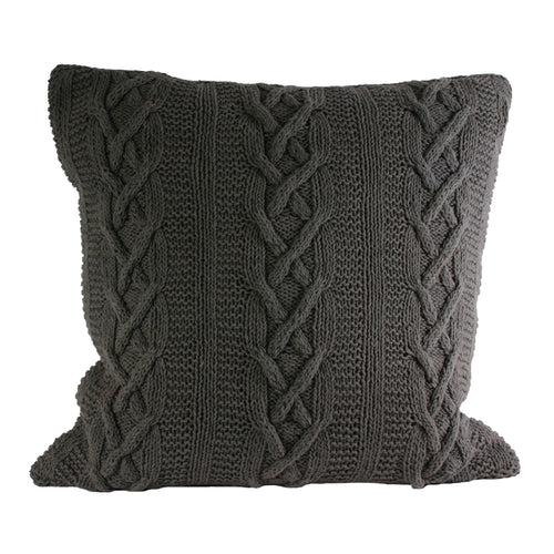  Grey Cushions - Aran Cable Knit Cushion Cover Charcoal Paoletti