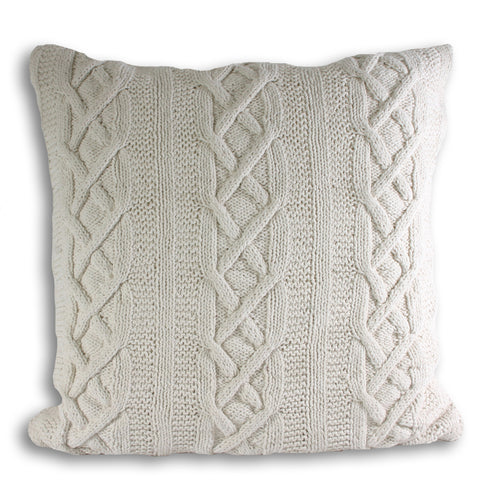 Paoletti Aran Cable Knit Cushion Cover in Cream