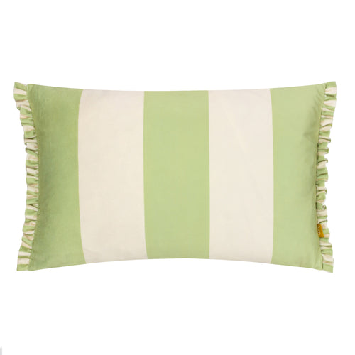 Striped Green Cushions - Araya Striped Velvet Cushion Cover Green furn.