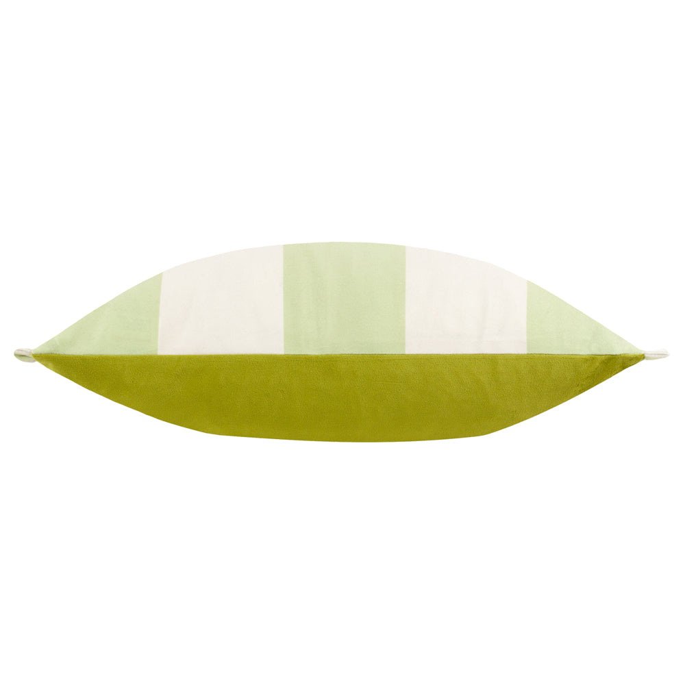 Araya Striped Velvet Cushion Green