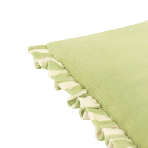 Striped Green Cushions - Araya Striped Velvet Cushion Cover Green furn.