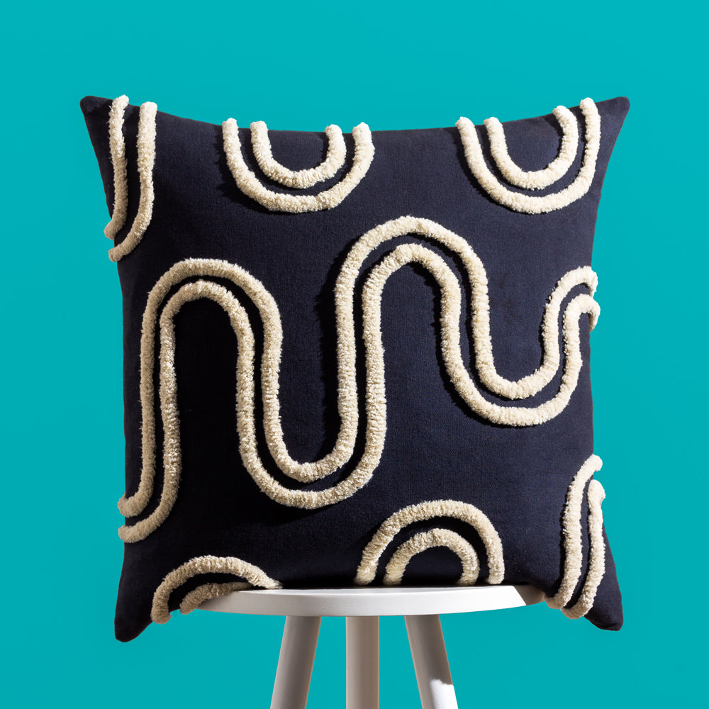 Abstract Black Cushions - Archie Tufted Cushion Cover Mono Heya Home