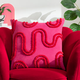 Heya Home Archie Tufted Cushion Cover in Pink/Red