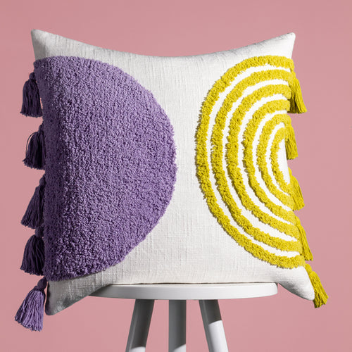 Abstract Purple Cushions - Archow Cotton Tufted Cushion Cover Lilac/Yellow heya home