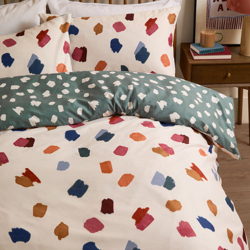Spotted Multi Bedding - Astrid Reversible Soft Touch Duvet Cover Set Multi/Teal Duvet Day