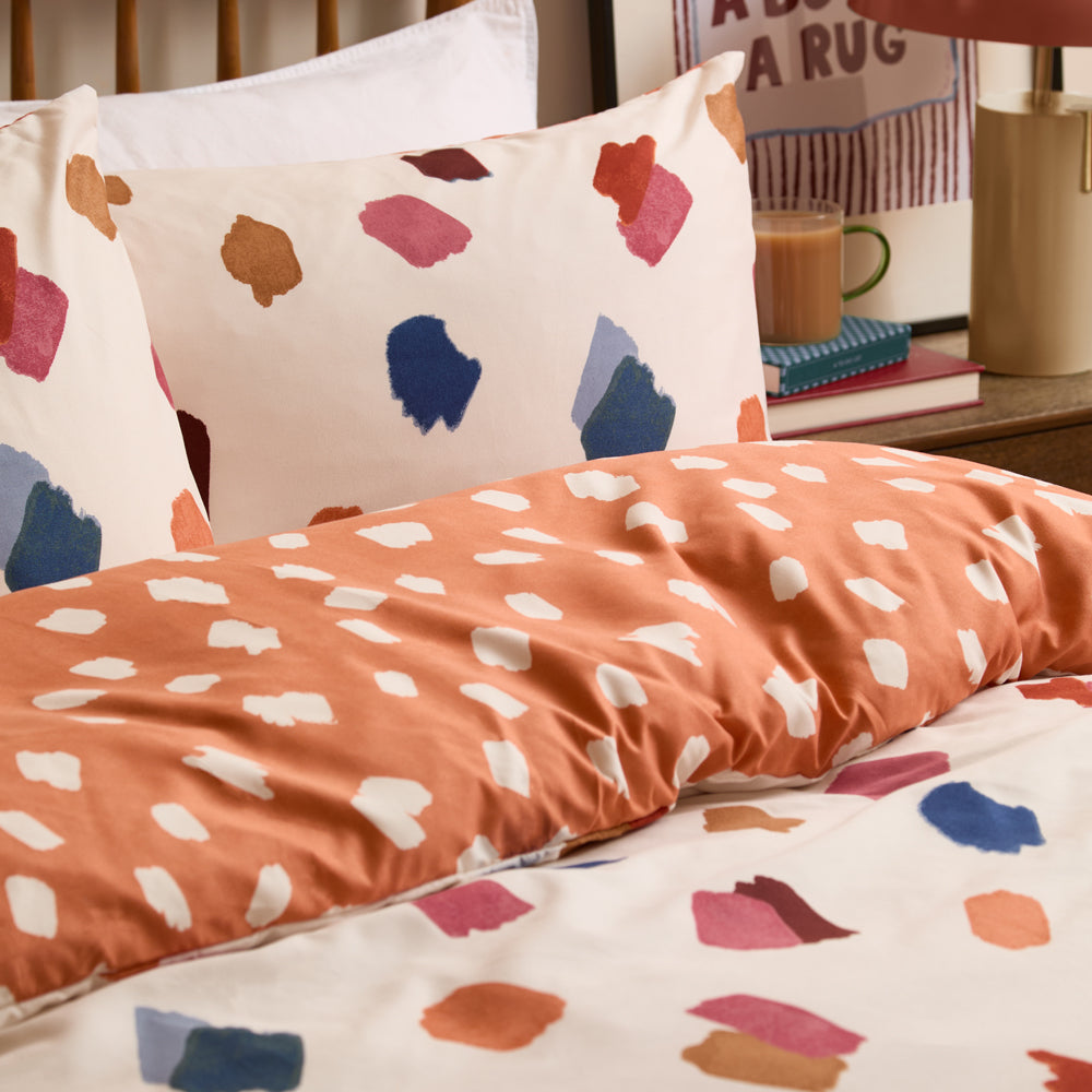 Astrid Reversible Soft Touch Duvet Cover Set Multi/Orange