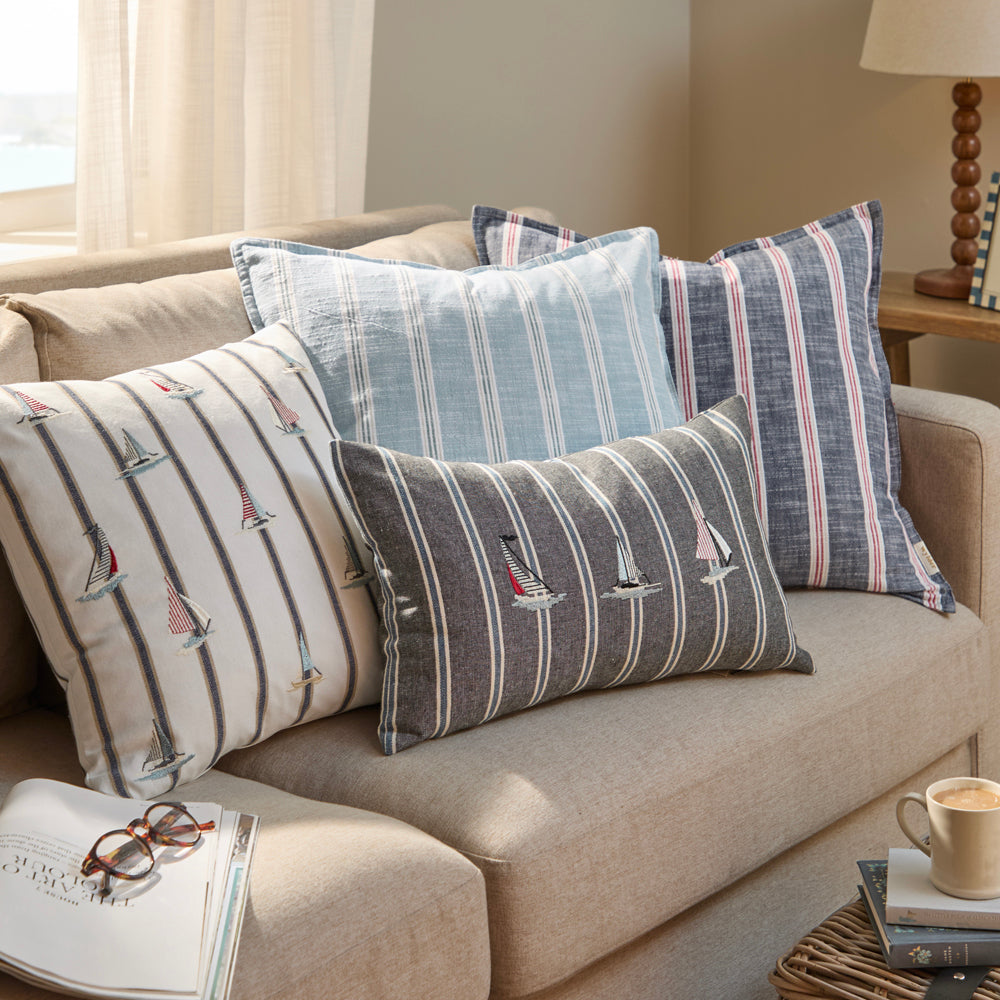 Abersoch Stripe 100% Cotton Cushion Regatta Red