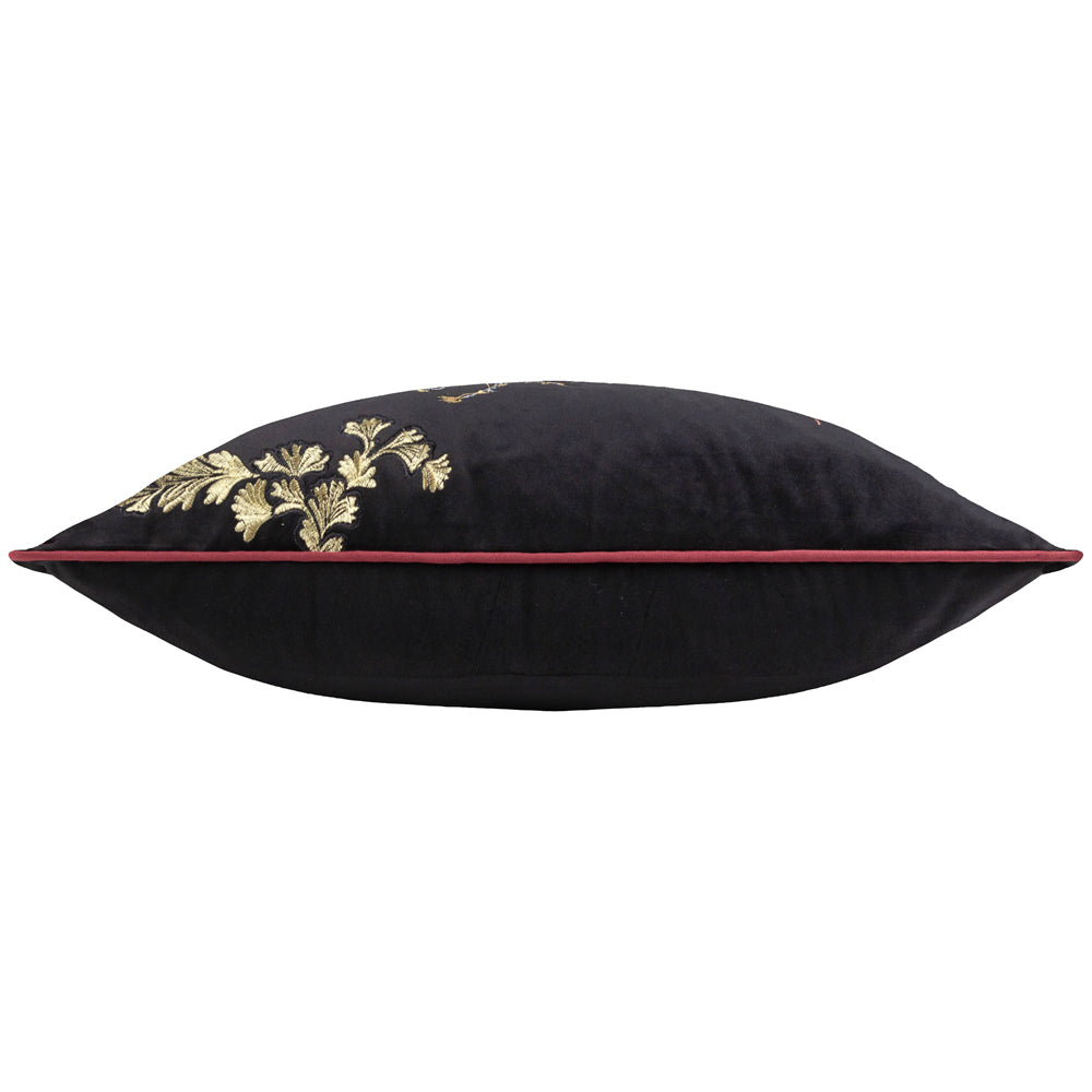Atlantica Embroidered Velvet Cushion Black
