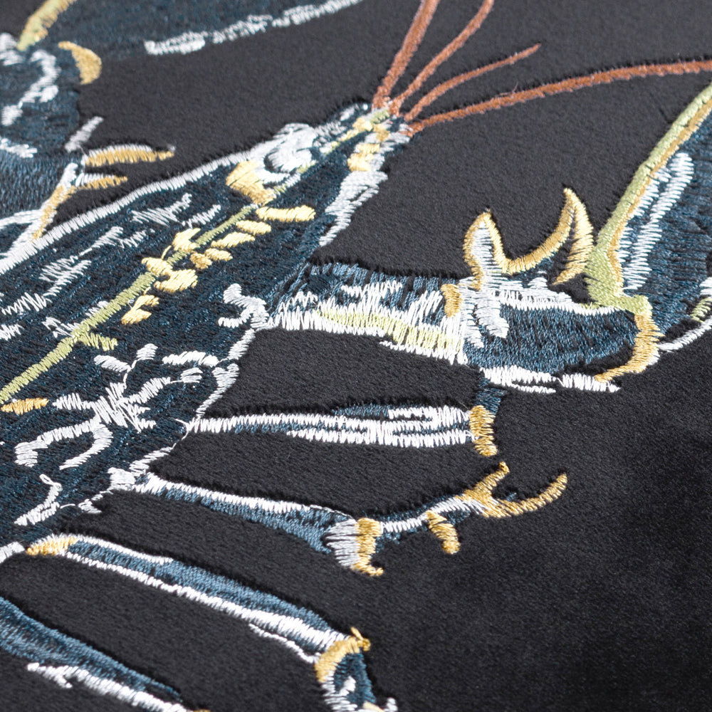Atlantica Embroidered Velvet Cushion Black