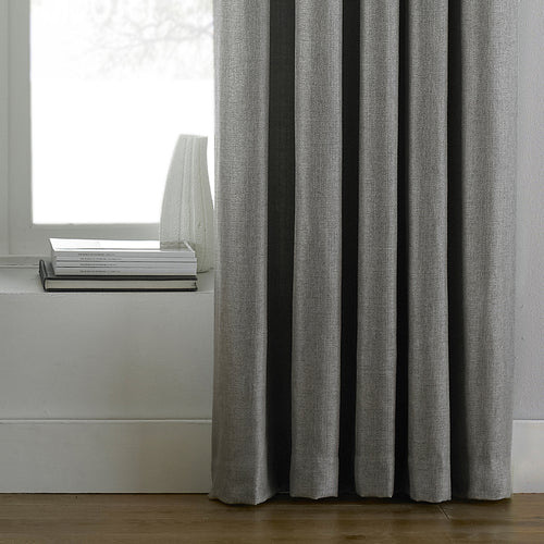 Plain Grey Curtains - Atlantic Twill Woven Eyelet Curtains Grey Paoletti