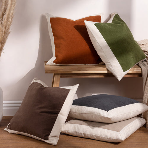 Plain Brown Cushions - Auden Linen Velvet Cushion Cover Pecan Yard