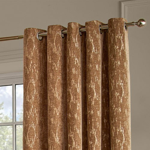 Aurelio Chenille Fully Lined Eyelet Curtains Caramel