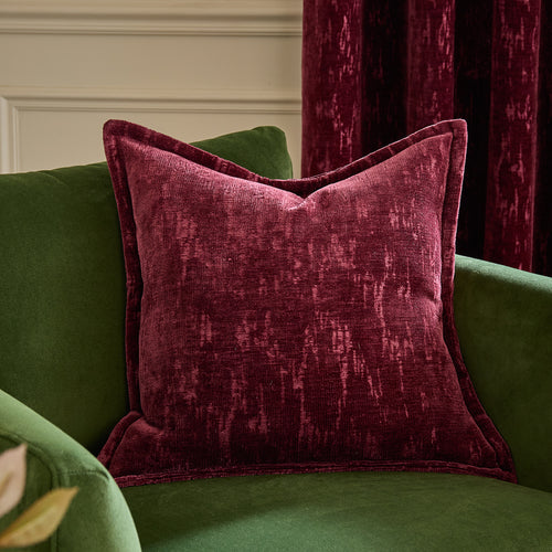 Aurelio Chenille Jacquard Cushion Burgundy