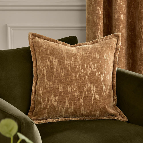 Abstract Brown Cushions - Aurelio Chenille Jacquard Cushions Caramel Paoletti