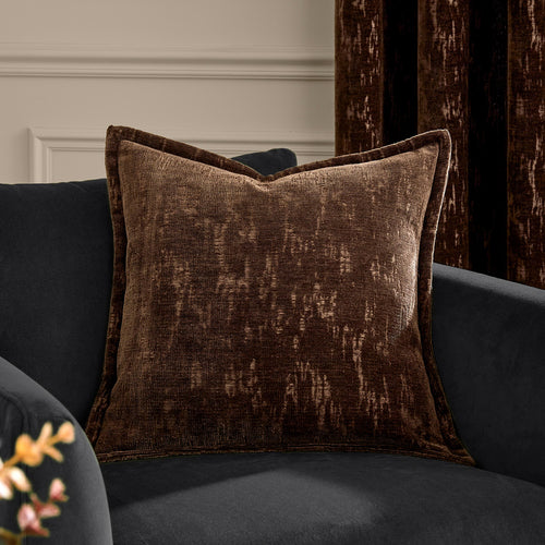 Abstract Brown Cushions - Aurelio Chenille Jacquard Cushions Chocolate Paoletti