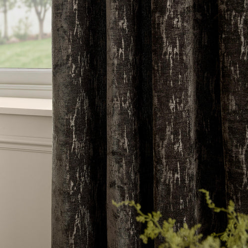 Aurelio Chenille Fully Lined Eyelet Curtains Charcoal