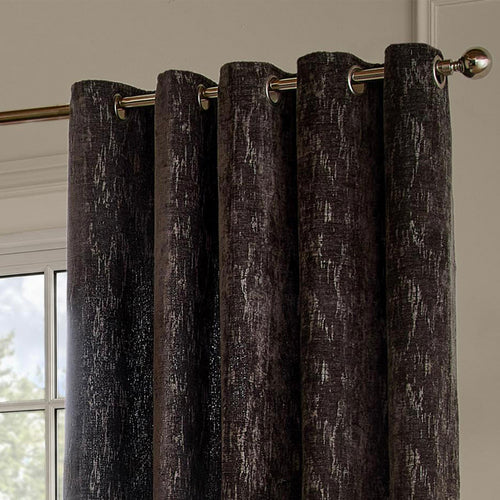 Aurelio Chenille Fully Lined Eyelet Curtains Charcoal