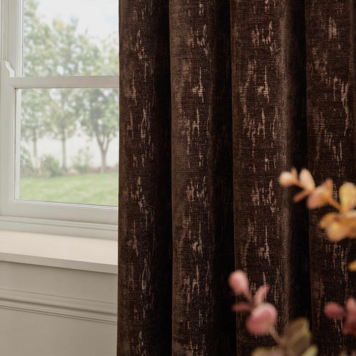 Aurelio Chenille Fully Lined Eyelet Curtains Chocolate
