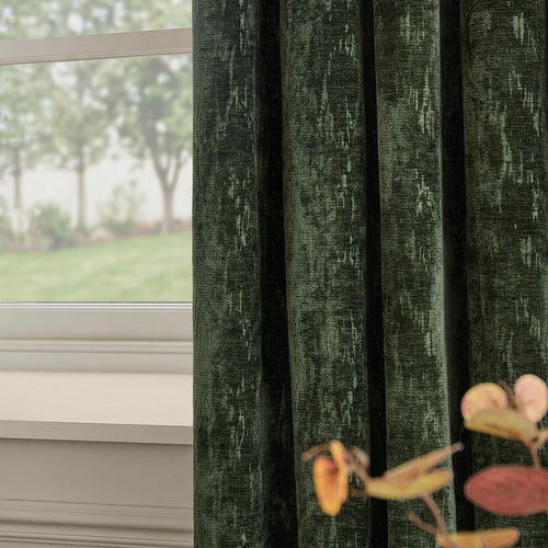 Aurelio Chenille Fully Lined Eyelet Curtains Emerald