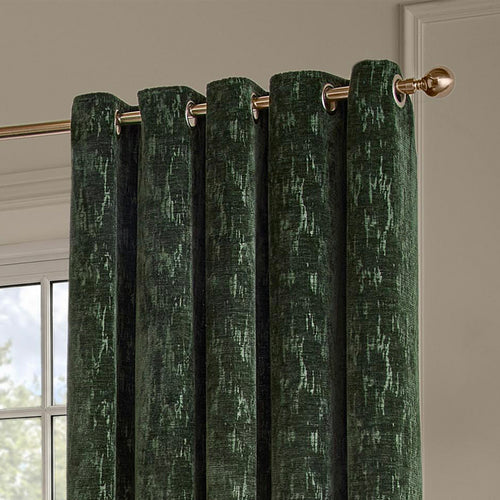 Aurelio Chenille Fully Lined Eyelet Curtains Emerald
