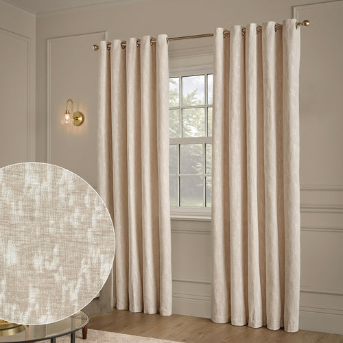 Aurelio Chenille Fully Lined Eyelet Curtains Ivory