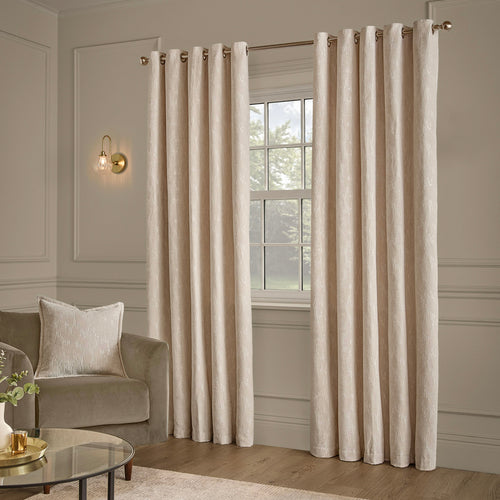 Aurelio Chenille Fully Lined Eyelet Curtains Ivory