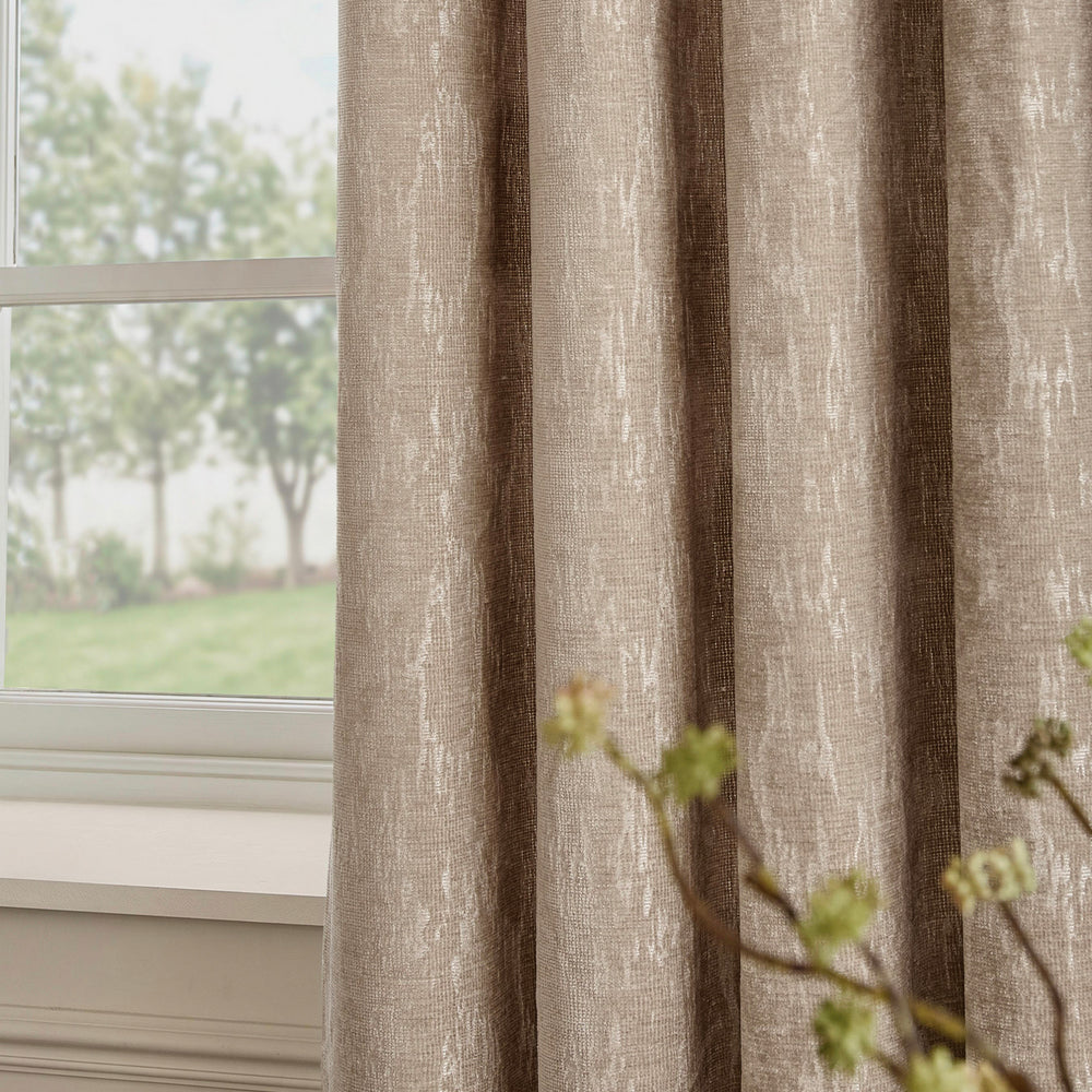 Aurelio Chenille Fully Lined Eyelet Curtains Mink