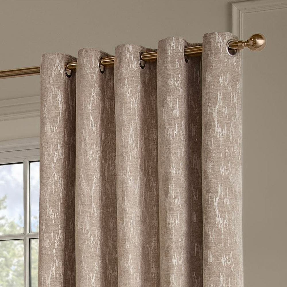 Aurelio Chenille Fully Lined Eyelet Curtains Mink